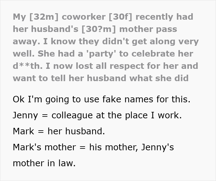 Woman Treats MIL&rsquo;s Funeral Like A Win, Horrified Coworker Debates Exposing It To Her Husband