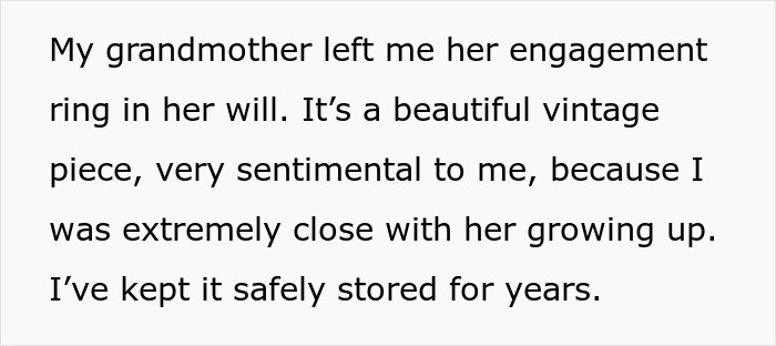 Bro Demands Sis Give Up Beloved Heirloom Ring For His Proposal, Calls Her Selfish As She Refuses