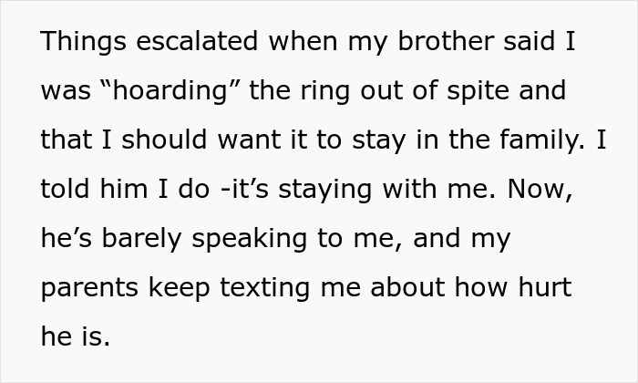 Bro Demands Sis Give Up Beloved Heirloom Ring For His Proposal, Calls Her Selfish As She Refuses