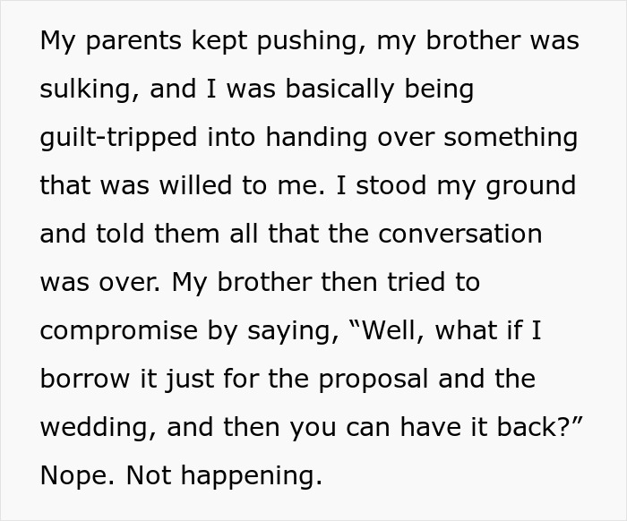 Bro Demands Sis Give Up Beloved Heirloom Ring For His Proposal, Calls Her Selfish As She Refuses