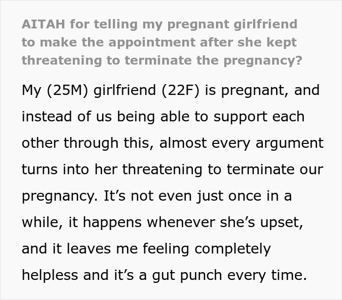 Pregnant GF Threatens To Terminate Pregnancy In Every Argument, Loses It When BF Says &ldquo;Go Ahead&rdquo;