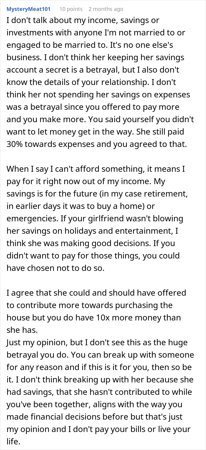 Man Upset GF Pretended To Be Broke For 5 Years When She Had $50K In Savings