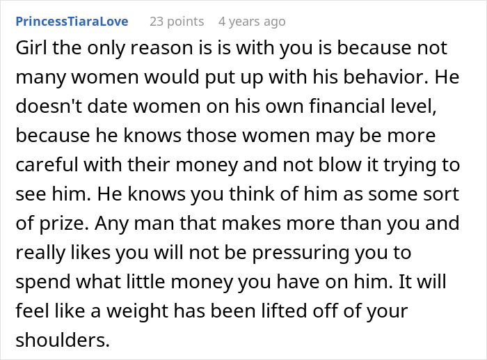 Rich Guy Expects Poor Girlfriend To Spend Loads Of Money On Him, Claims She Might “Bleed Him Dry”