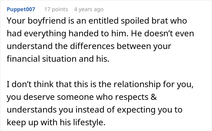 Rich Guy Expects Poor Girlfriend To Spend Loads Of Money On Him, Claims She Might “Bleed Him Dry”