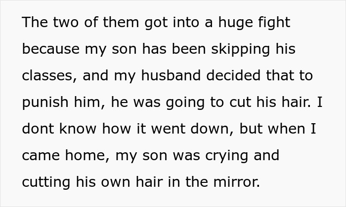 Mean Guy Punishes Teen Stepson By Cutting His Long Hair, Wife “Punishes” His Credit Card In Return