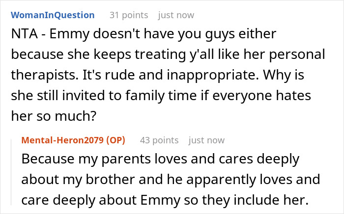 GF Uses BF&rsquo;s Fam As Her Free Therapist, They&rsquo;re Fed Up As She Turns Every Dinner Into A Trauma Recap