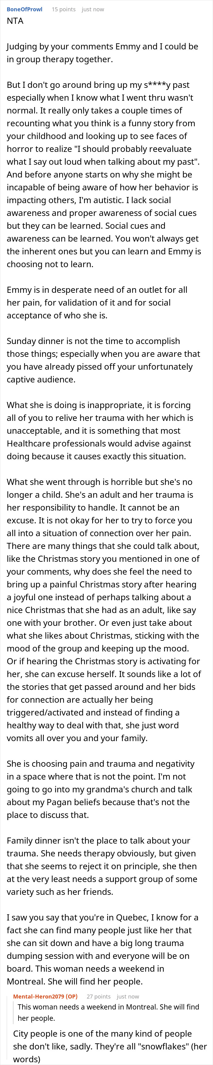 GF Uses BF&rsquo;s Fam As Her Free Therapist, They&rsquo;re Fed Up As She Turns Every Dinner Into A Trauma Recap