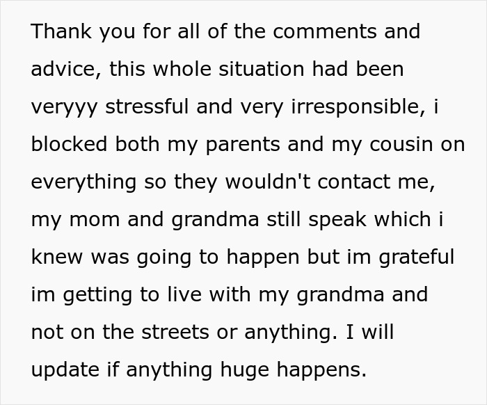 Cousin’s Repeated Lies And Theft Pushes Teen Out Of Her Parent’s House, She Cuts All Contact