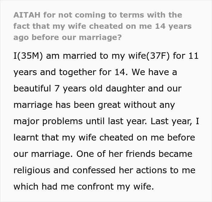 Wife’s Newly Religious Ex Confesses Their Affair To Her Hubs, 14-Year-Old Secret Destroys Marriage
