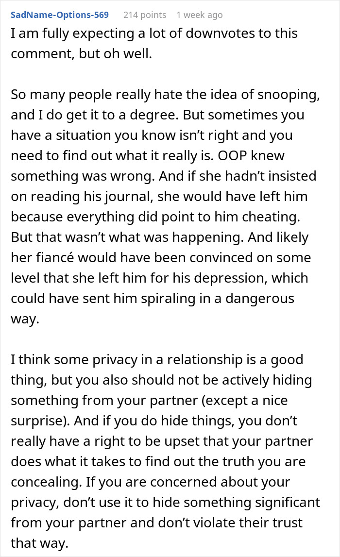 Woman Heartbroken After Reading Fianc&eacute;&rsquo;s Journal, Realizes The Affair She Suspected Is Depression