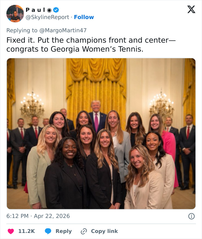 “Had To Triple Check”: Detail In White House Photo With Georgia Women’s Tennis Sparks Criticism