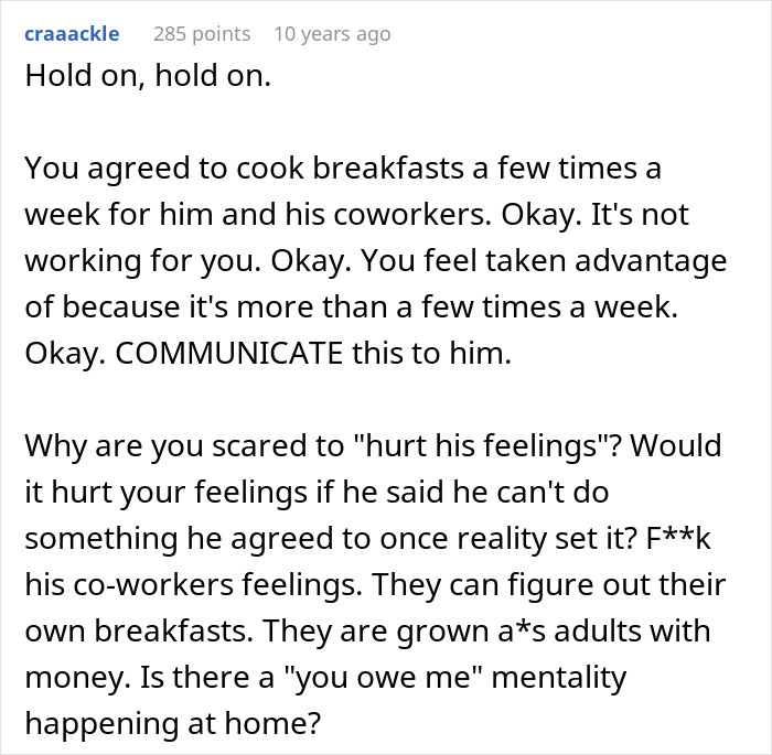 Husband Blows Up At Wife When She Confronts Him About Having To Cook Breakfast For His Colleagues
