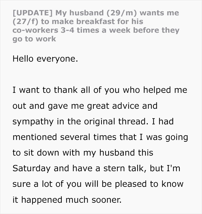 Husband Blows Up At Wife When She Confronts Him About Having To Cook Breakfast For His Colleagues