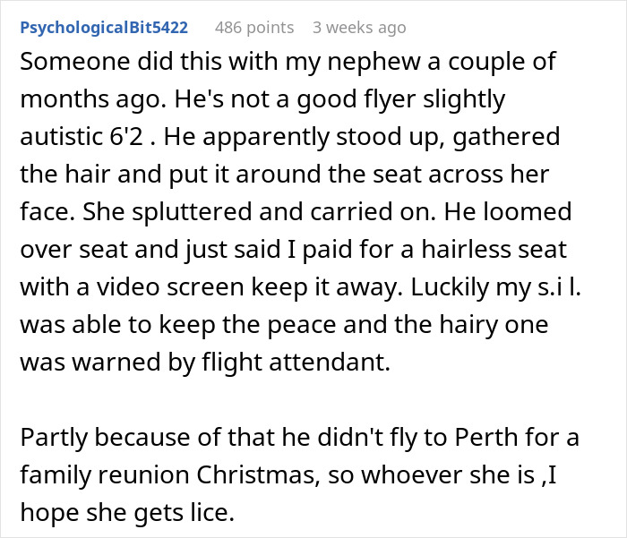 Woman Refuses To Move Her Hair On Plane, Dad Figures Out How To Make Her Super Uncomfortable