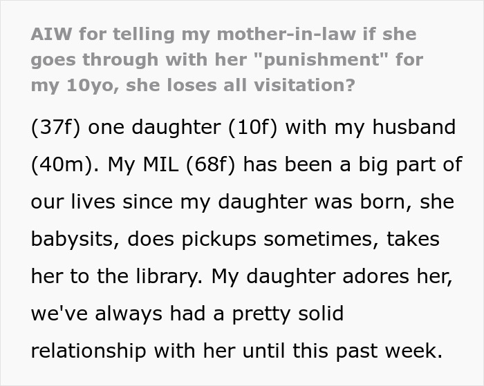 MIL’s Idea Of Punishment For 10-Year-Old Girl Leaves Mom Baffled And Stunned: “She Loses All Visitation”