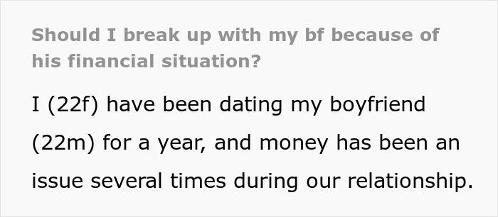 Woman Wonders If Boyfriend’s Financial Situation Is Enough Reason To Dump Him