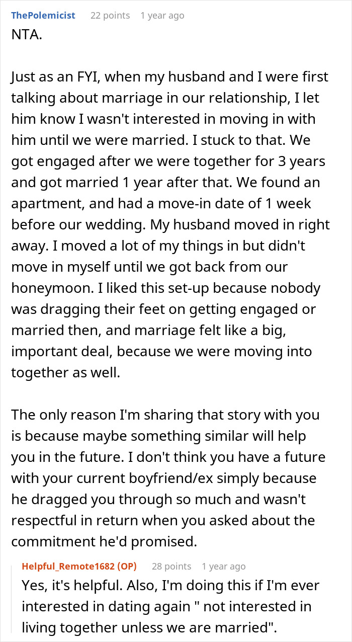 Guy Promises Engagement To Get GF To Move In, Spends Two Years Dodging The Topic Until She’s Done