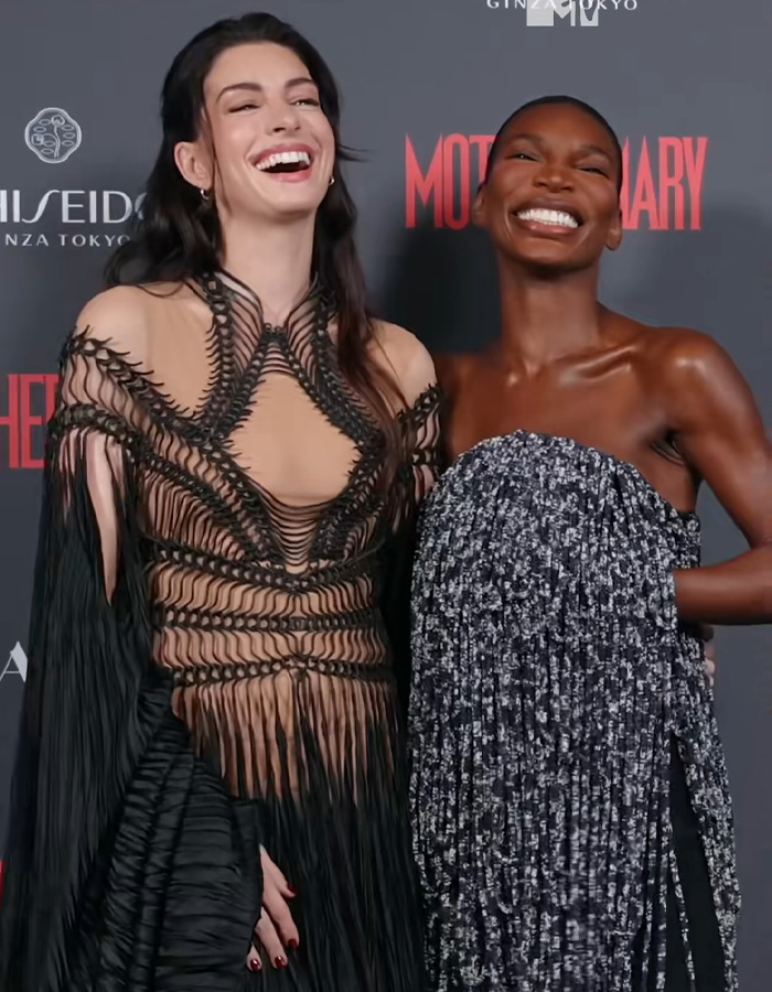 Anne Hathaway Steps In To Help Michaela Coel Dodge Wardrobe Malfunction On The Red Carpet