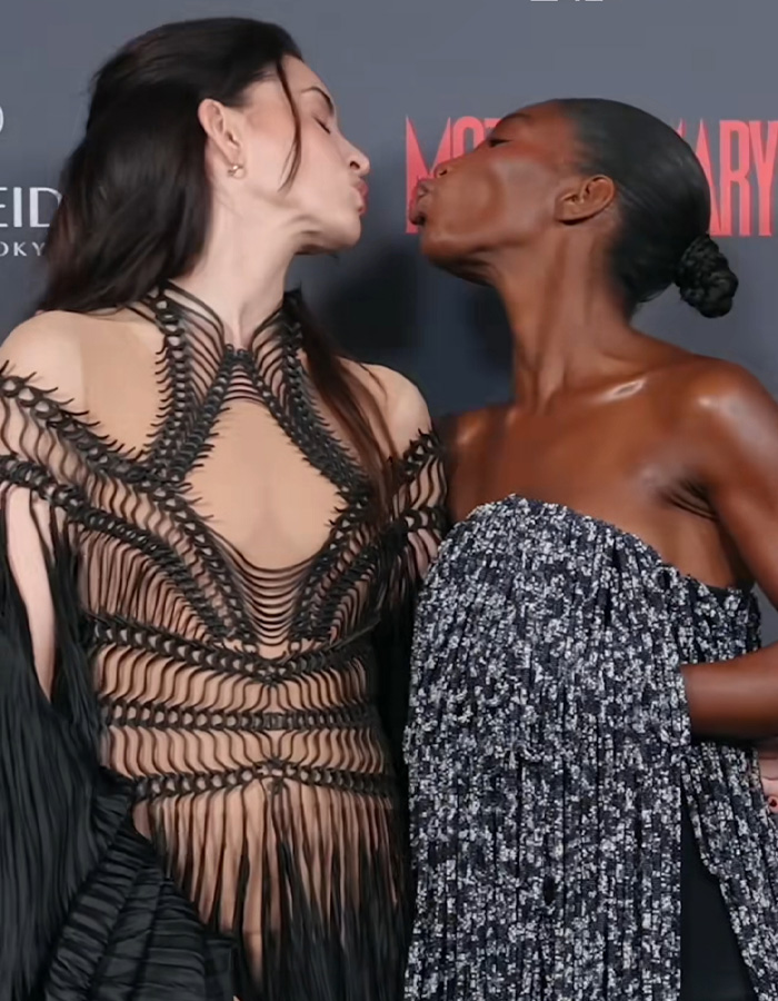 Anne Hathaway Steps In To Help Michaela Coel Dodge Wardrobe Malfunction On The Red Carpet