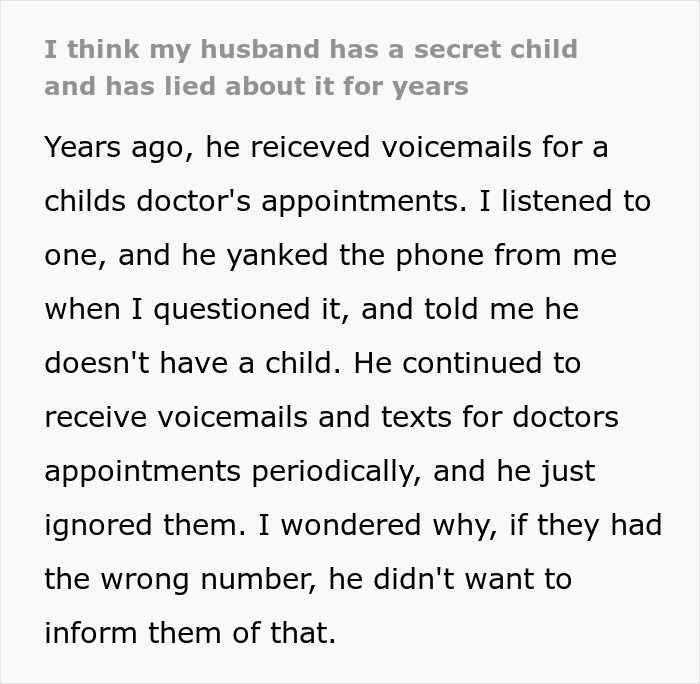 Woman Wonders If Her Husband’s Behavior Is Weird, Suspects He Has A Secret Child