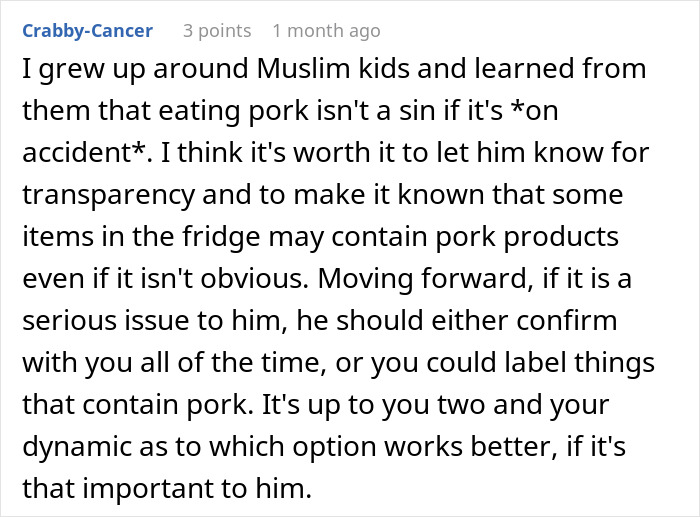 Person Makes Food With Bacon Fat, Muslim Roommate Eats It Without Knowing