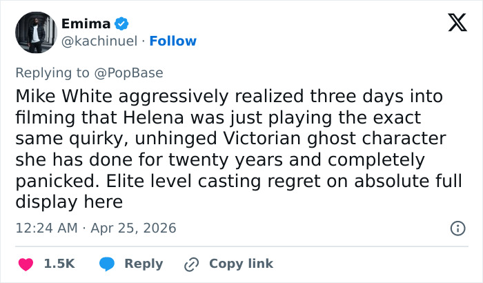 Helena Bonham Carter Leaves White Lotus Days Into Filming And Fans Are Already Panicking