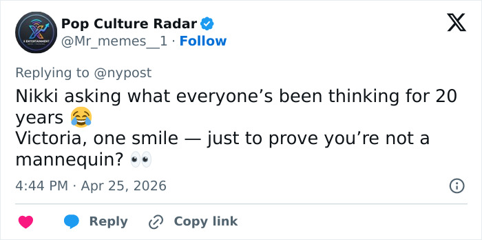 “Prove You’re Not A Mannequin”: Nikki Glaser Savagely Roasts Victoria Beckham’s Signature Serious Face