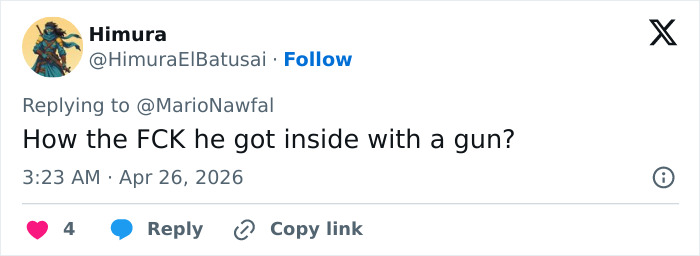 “Taught Him A Lesson”: White House Correspondents’ Dinner Attacker Identified As California Teacher