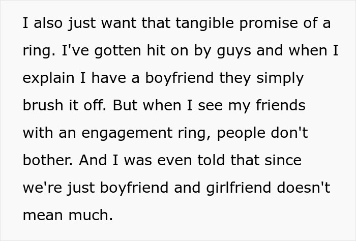 Guy Says “No Degree, No Ring,” Annoyed GF Just Wants The Promise That Their Relationship Is Solid