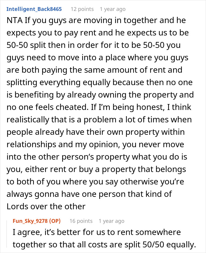 &ldquo;I Don’t Feel This Is A 50/50 Deal&rdquo;: Woman Pushes Back Against BF&rsquo;s Unusual Move-In Condition