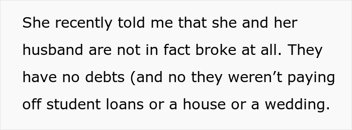 Couple Cry Poor For Years, But Expect Lavish $500 Gifts And Expenses Paid, Sis Finds Out The Truth