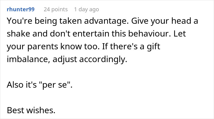Couple Cry Poor For Years, But Expect Lavish $500 Gifts And Expenses Paid, Sis Finds Out The Truth