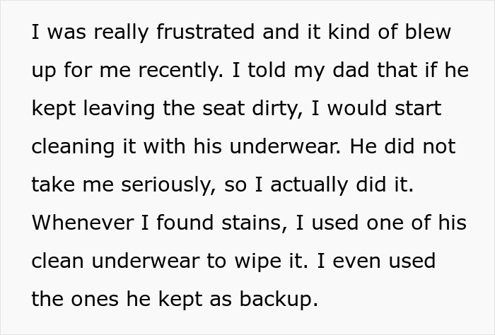 Gross Dad Keeps Wetting The Toilet Seat, Disgusted Daughter Uses His Clean Underwear To Wipe It