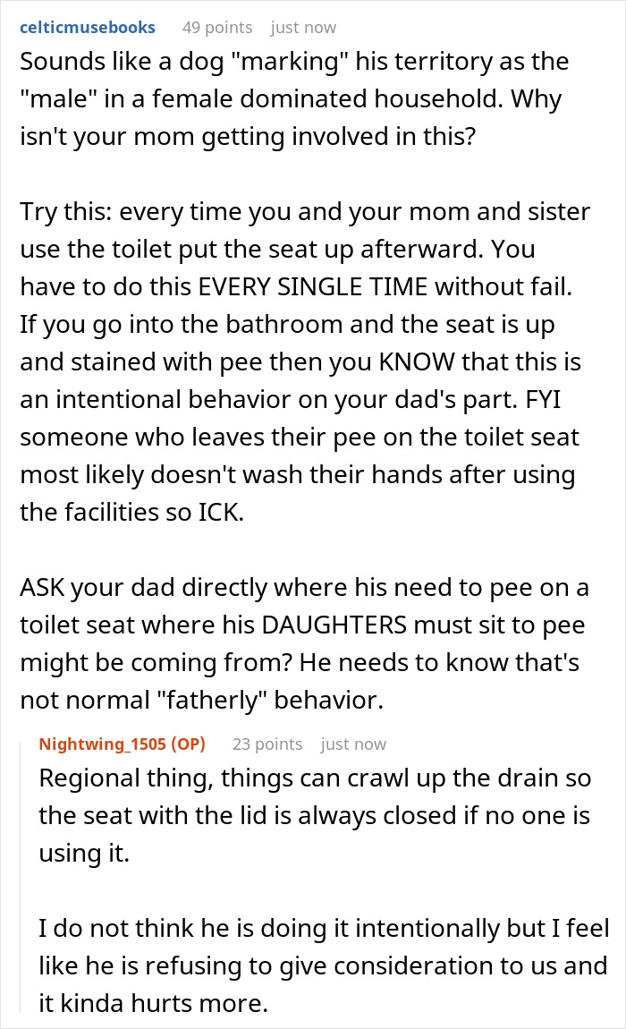 Gross Dad Keeps Wetting The Toilet Seat, Disgusted Daughter Uses His Clean Underwear To Wipe It