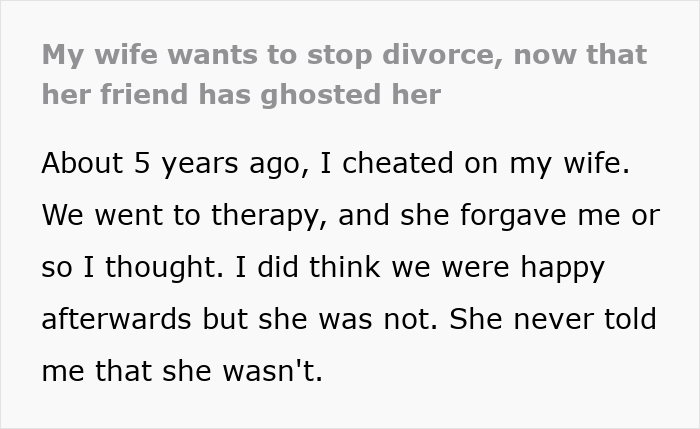 Wife Wants Divorce 5 Years After Husband&rsquo;s Cheating, Changes Mind When Supportive Bestie Ghosts Her