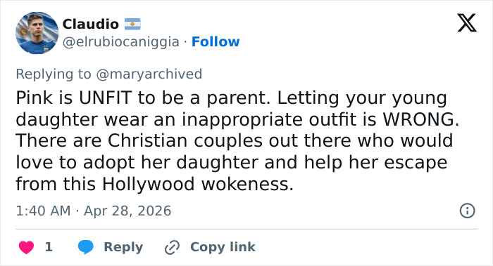 Pink Under Fire Over 14YO Daughter Willow’s “Inappropriate” Red Carpet Look