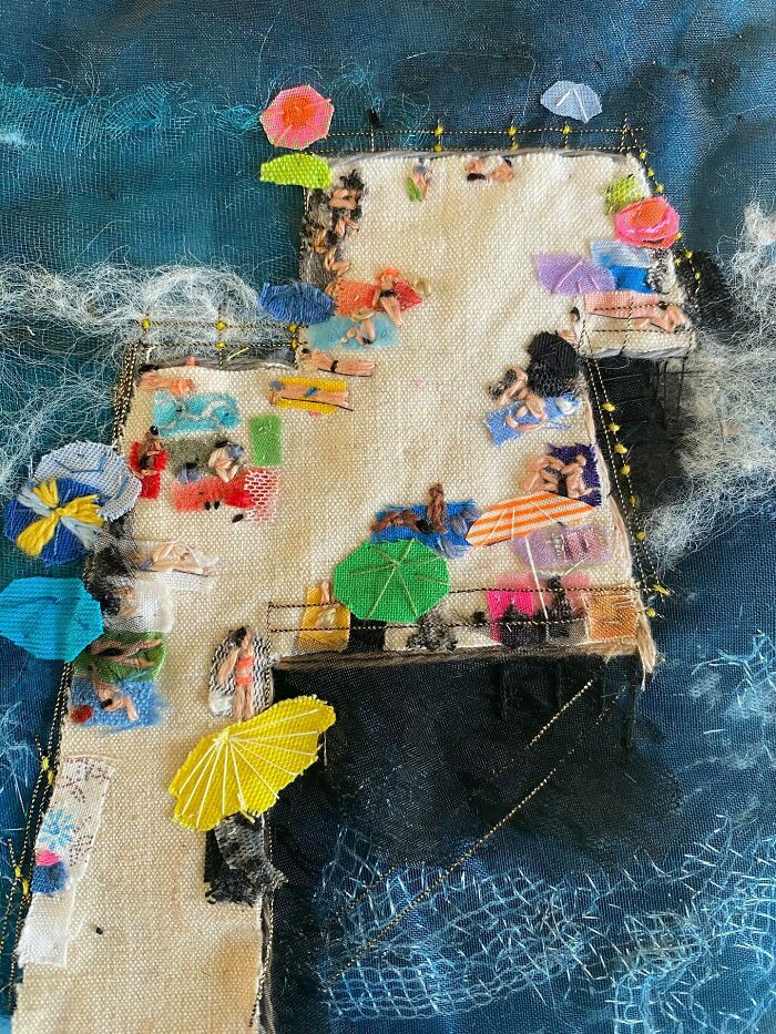 Artist Uses Embroidery And Recycled Fabrics To Capture The Magic Of Simple Everyday Scenes (55 Pics)