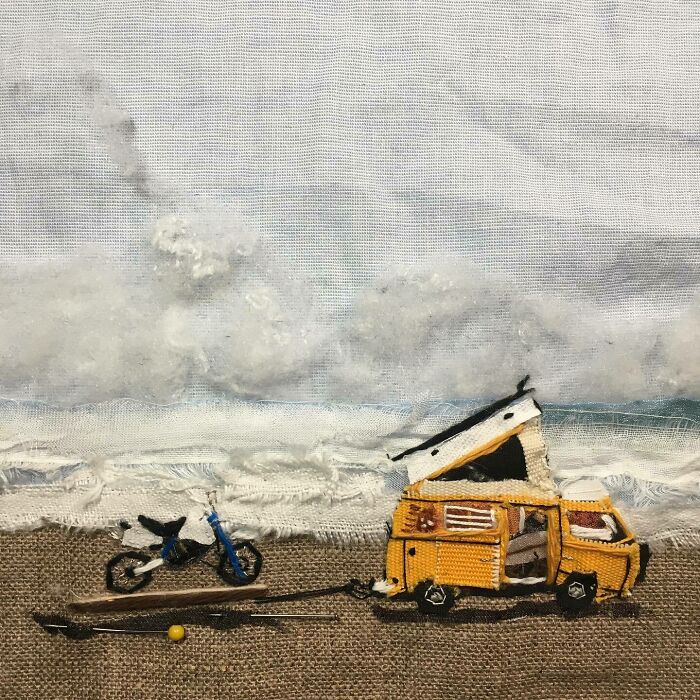 Artist Uses Embroidery And Recycled Fabrics To Capture The Magic Of Simple Everyday Scenes (55 Pics)