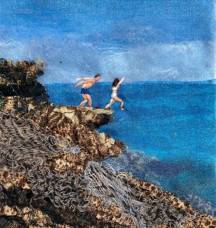 Artist Uses Embroidery And Recycled Fabrics To Capture The Magic Of Simple Everyday Scenes (55 Pics)