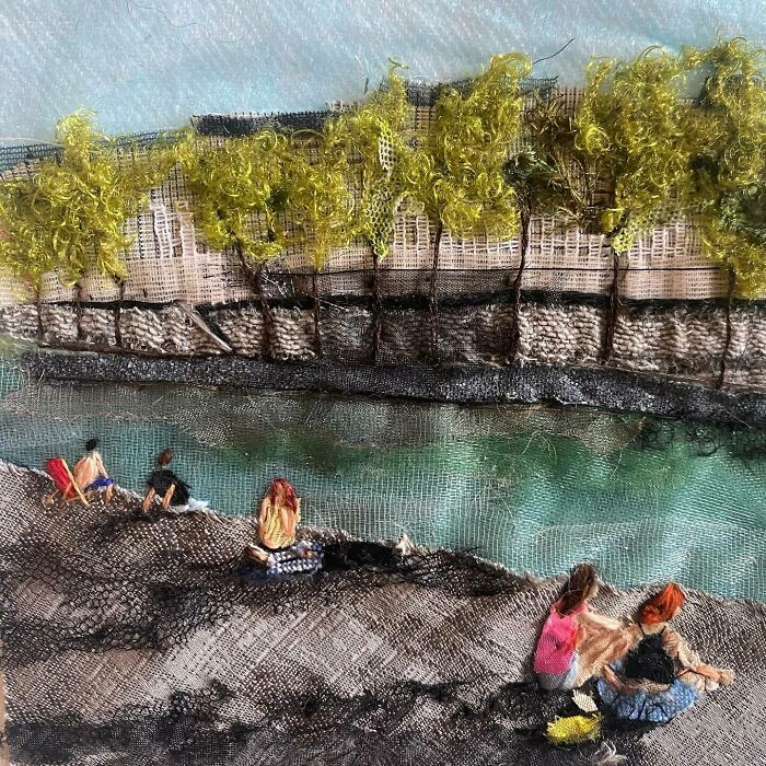 Artist Uses Embroidery And Recycled Fabrics To Capture The Magic Of Simple Everyday Scenes (55 Pics)
