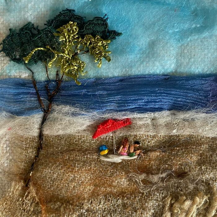 Artist Uses Embroidery And Recycled Fabrics To Capture The Magic Of Simple Everyday Scenes (55 Pics)