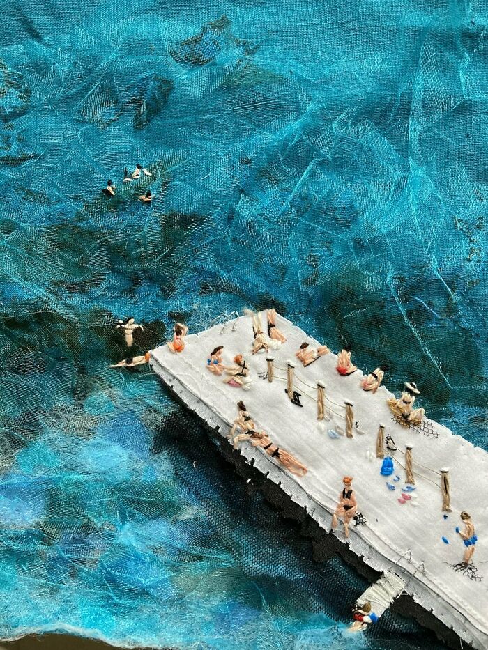 Artist Uses Embroidery And Recycled Fabrics To Capture The Magic Of Simple Everyday Scenes (55 Pics)