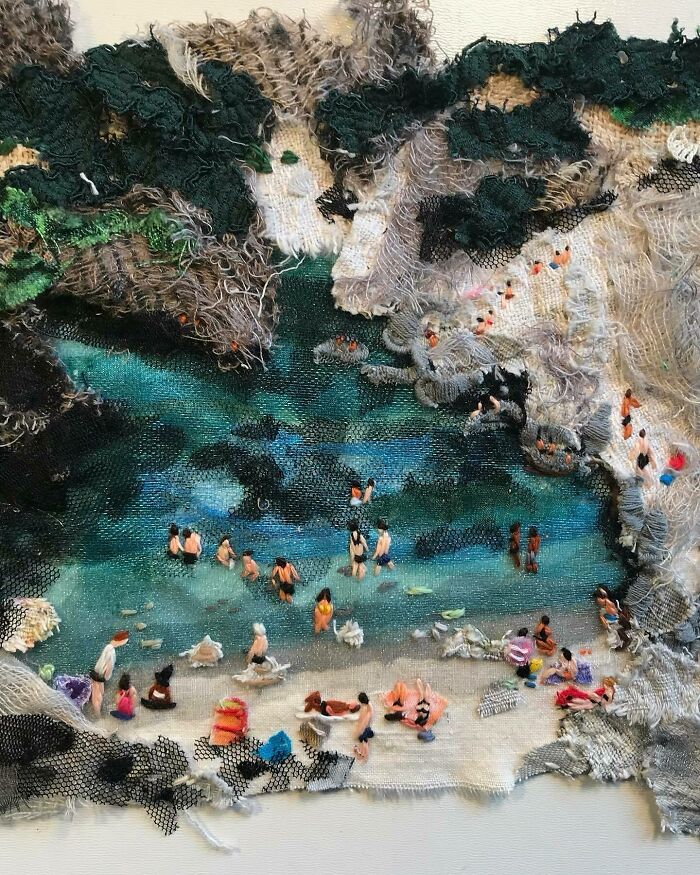 Artist Uses Embroidery And Recycled Fabrics To Capture The Magic Of Simple Everyday Scenes (55 Pics)