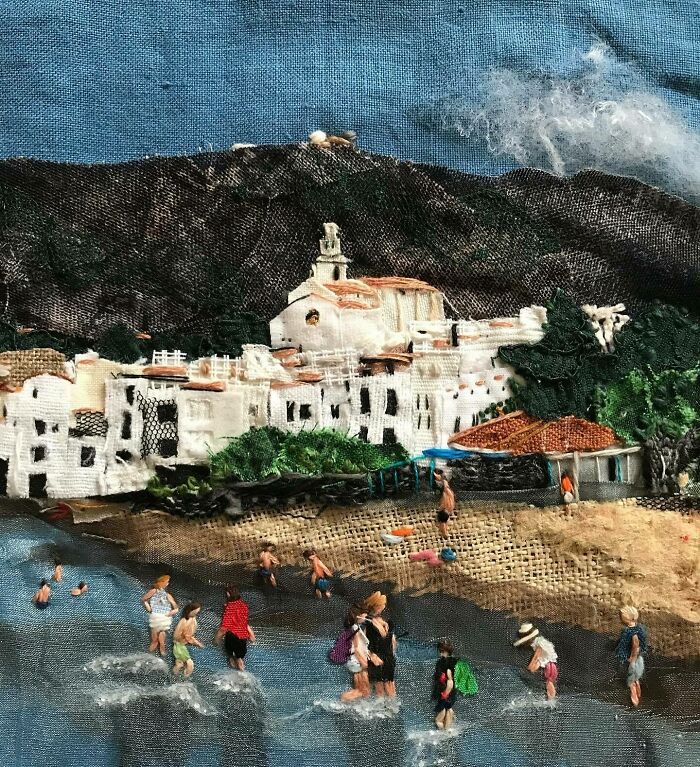 Artist Uses Embroidery And Recycled Fabrics To Capture The Magic Of Simple Everyday Scenes (55 Pics)