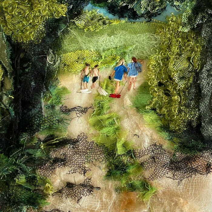 Artist Uses Embroidery And Recycled Fabrics To Capture The Magic Of Simple Everyday Scenes (55 Pics)
