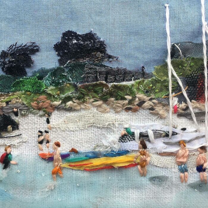 Artist Uses Embroidery And Recycled Fabrics To Capture The Magic Of Simple Everyday Scenes (55 Pics)