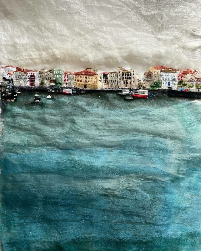 Artist Uses Embroidery And Recycled Fabrics To Capture The Magic Of Simple Everyday Scenes (55 Pics)