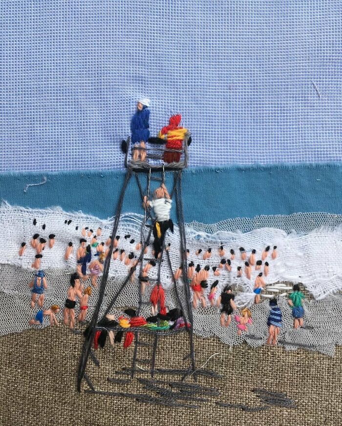 Artist Uses Embroidery And Recycled Fabrics To Capture The Magic Of Simple Everyday Scenes (55 Pics)
