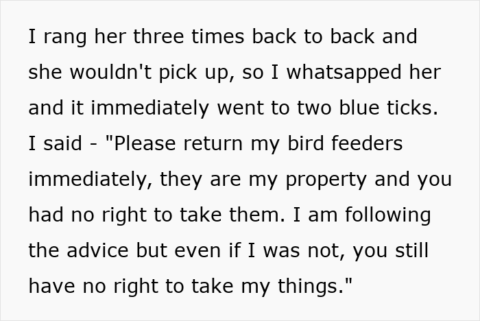 Tenant Mortified After Noticing Landlady Removes Her Bird Feeders, Considers Involving Police