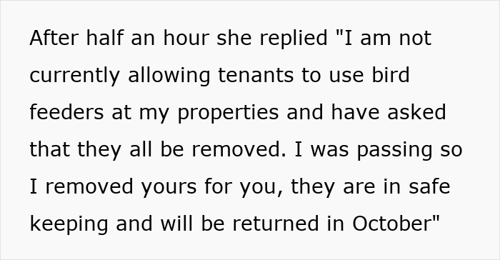 Tenant Mortified After Noticing Landlady Removes Her Bird Feeders, Considers Involving Police